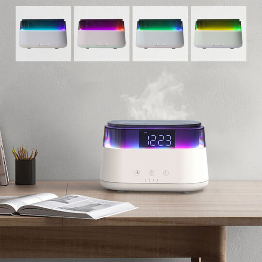 Светодиодный USB увлажнитель-ароматизатор Brava с часами с RGB подсветкой