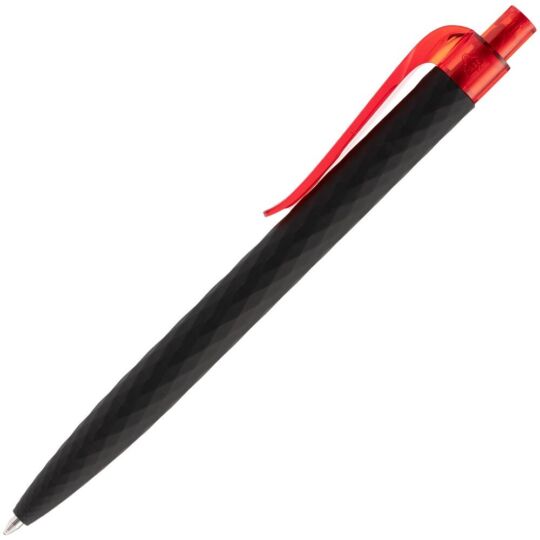 Ручка шариковая Prodir QS01 PRT-T Soft Touch, черная с красным