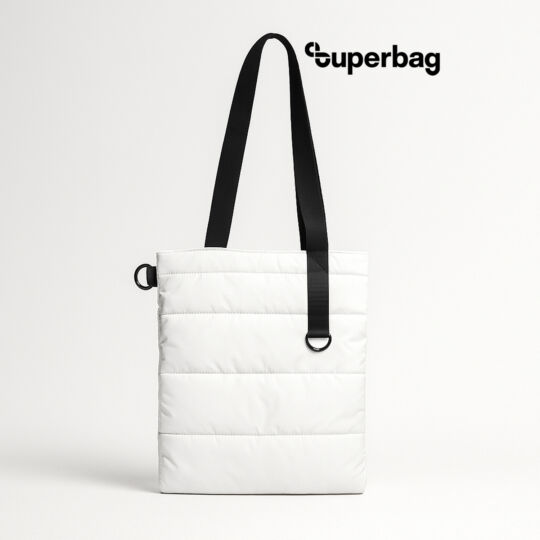 Шоппер Superbag Bubble, стёганый, с магнитной кнопкой (белый с черным)